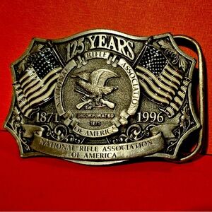 Vintage National Rifle Association of America 125 Anniversary Belt Buckle USA